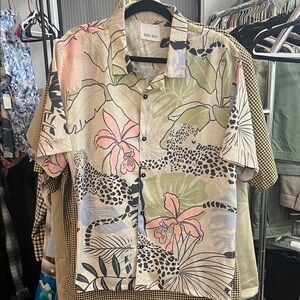 Raga Man Tropical Cheetah Print Casual Shirt - Multicolor